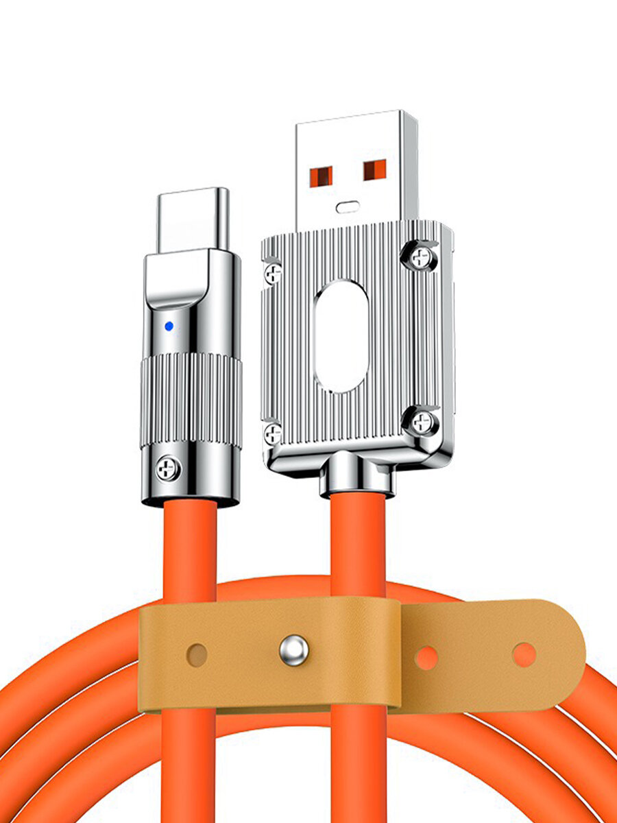 Кабель для быстрой зарядки ZUNYI, Type-C, USB, 6A,120W, желтый — фото 1