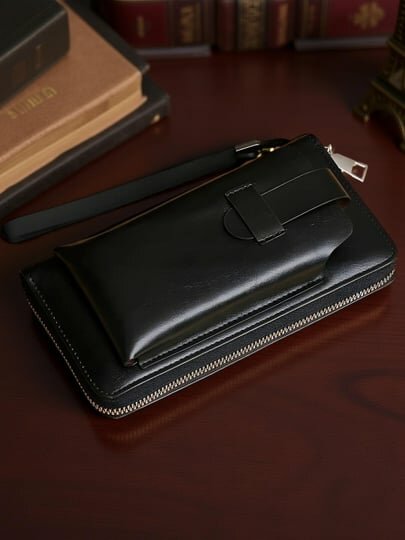 Кошелек , фактура гладкая, черный — фото 1