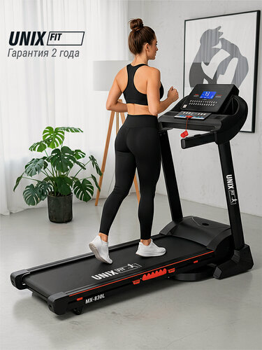Изображение товара Беговая дорожка UNIX Fit MX-830L, 0.8-18 км/ч, 8 динамических эластомеров, для дома, складная, наклон 18 уровней