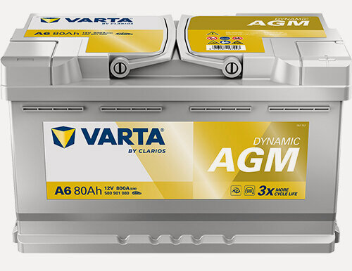 Изображение товара Аккумулятор Varta Dynamic AGM 580 901 080 F21/A6, 315x175x190, обратная полярность, 80 Ач