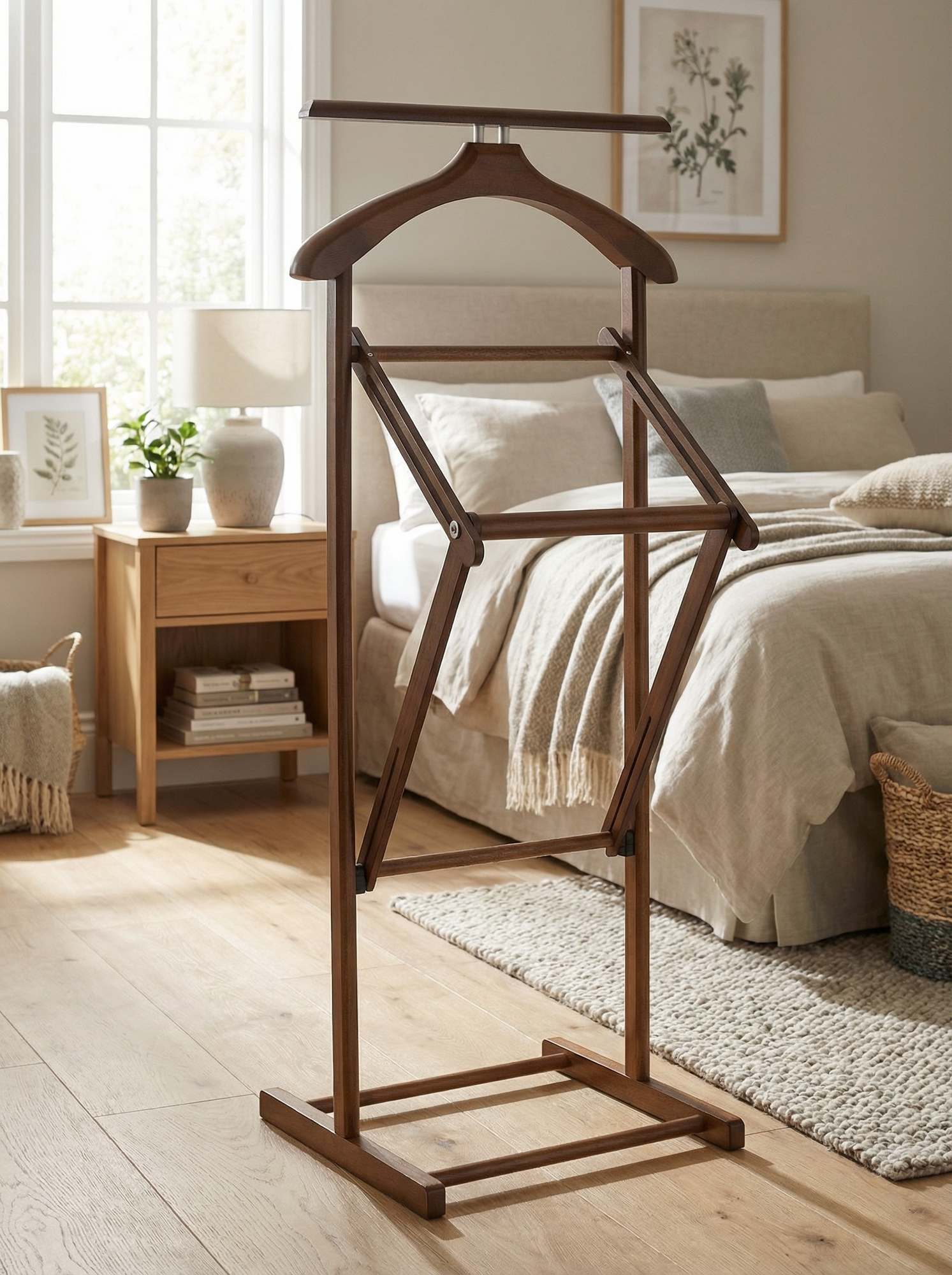 Вешалка костюмная складная В 21Н напольная, деревянная, цвет средне-коричневый