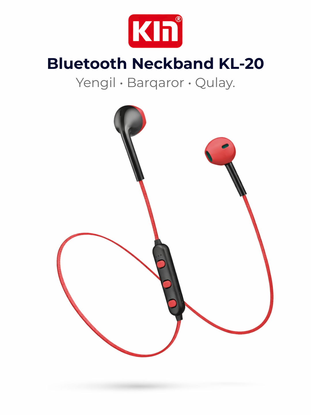 Беспроводные наушники KIN KL-20 с шейным ободком, Bluetooth 5.2, микрофон, 20 ч работы