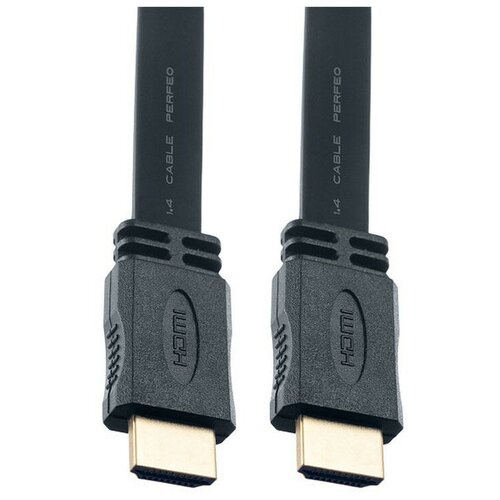 Кабель PERFEO HDMI A вилка - HDMI A вилка, плоский, ver.1.4, длина 1 м. (H1301) кабель perfeo h1302 hdmi hdmi ver 1 4 плоский 2 м черный