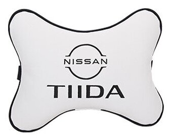 Подушка на подголовник экокожа Milk с логотипом автомобиля NISSAN TIIDA