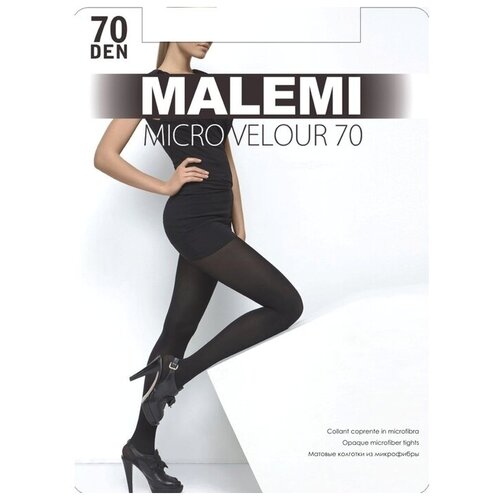 Колготки Malemi Micro Velour, 70 den, размер 2, черный