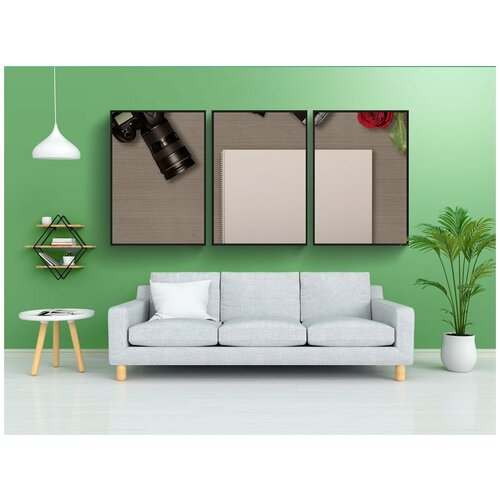 фото Набор модулных постеров для интерьера "цифровой фотоаппарат, ноутбук, карта памяти" 60x90 см. в тубусе, без рамки lotsprints