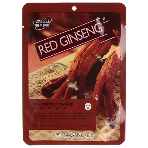 фото Набор 10 шт маска для лица тканевая may island real essence red ginseng mask pack (25 мл*10 шт)