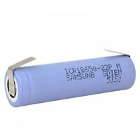 Аккумулятор Li-Ion 18650 2200мАч 3,7В (ячейка Samsung ICR18650-22PM) с выводами, незащищенный