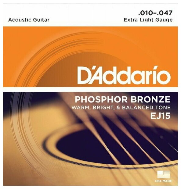 D'ADDARIO EJ15 Extra Light 10-47 струны для акустической гитары