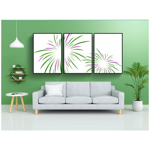 фото Набор модулных постеров для интерьера "фейерверк, первый день нового года, год" 60x90 см. в тубусе, без рамки lotsprints