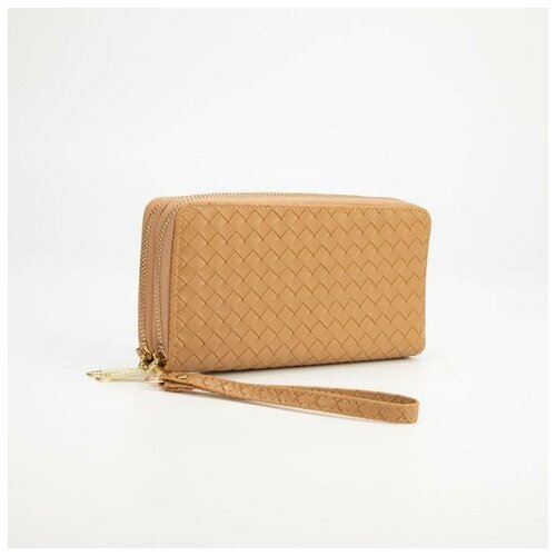 фото Кошелёк женский, 2 отдела на молниях, цвет бежевый