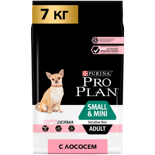 PRO PLAN ADULT DOG OPTIDERMA SMALL & MINI SENSITIVE SKIN для взрослых собак маленьких пород с чувствительной кожей с лососем и рисом (3 + 3 кг)