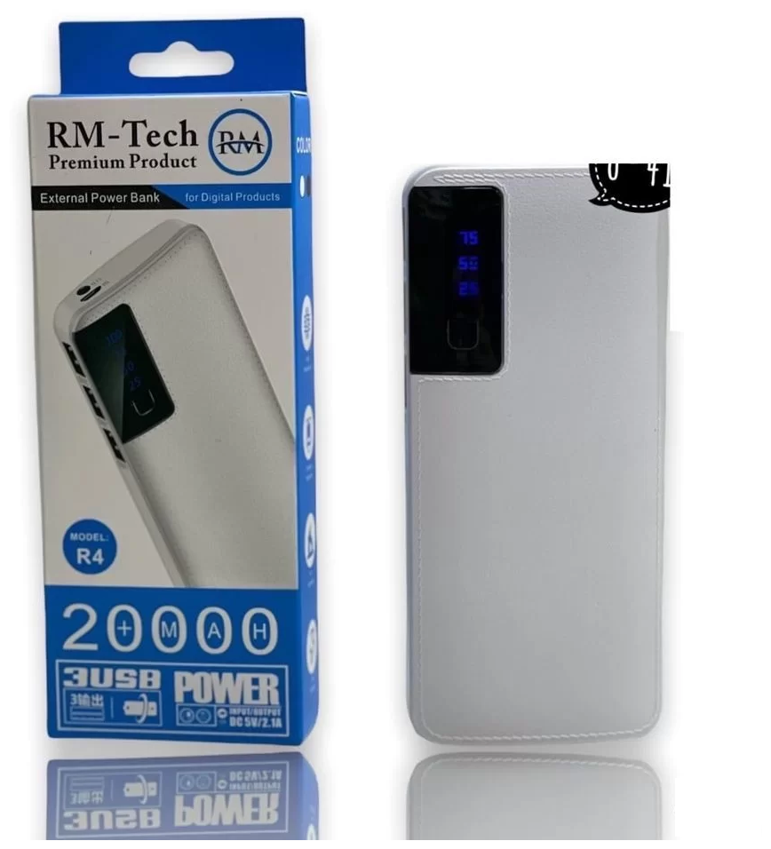 Аккумулятор внешний RM-Tech R4 Power bank 20000 mAh 3 USB белый