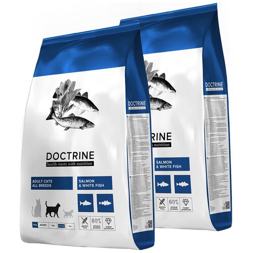 DOCTRINE ADULT CATS SALMON & WHITE FISH безглютеновый для взрослых кошек с лососем и белой рыбой (10 + 10 кг)