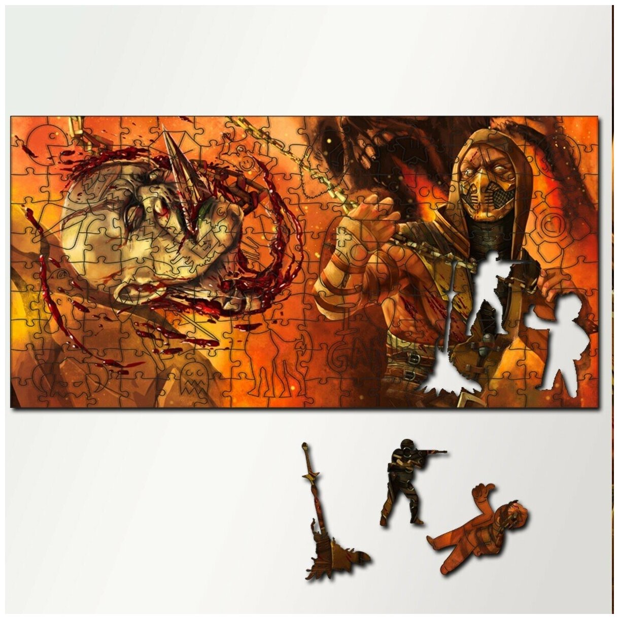 Пазл из дерева с фигурками, 230 деталей, 46х23 см игры Mortal Kombat 2 - 5393 2