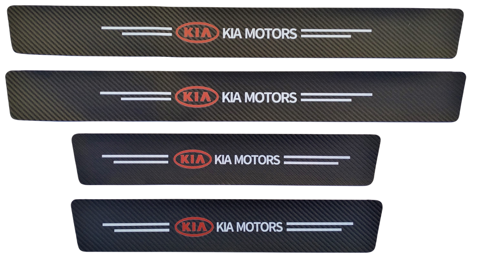 Универсальные защитные накладки на пороги KIA MOTORS (липкая лента карбон) 4 шт. дл.60/40 см шир. 7 см