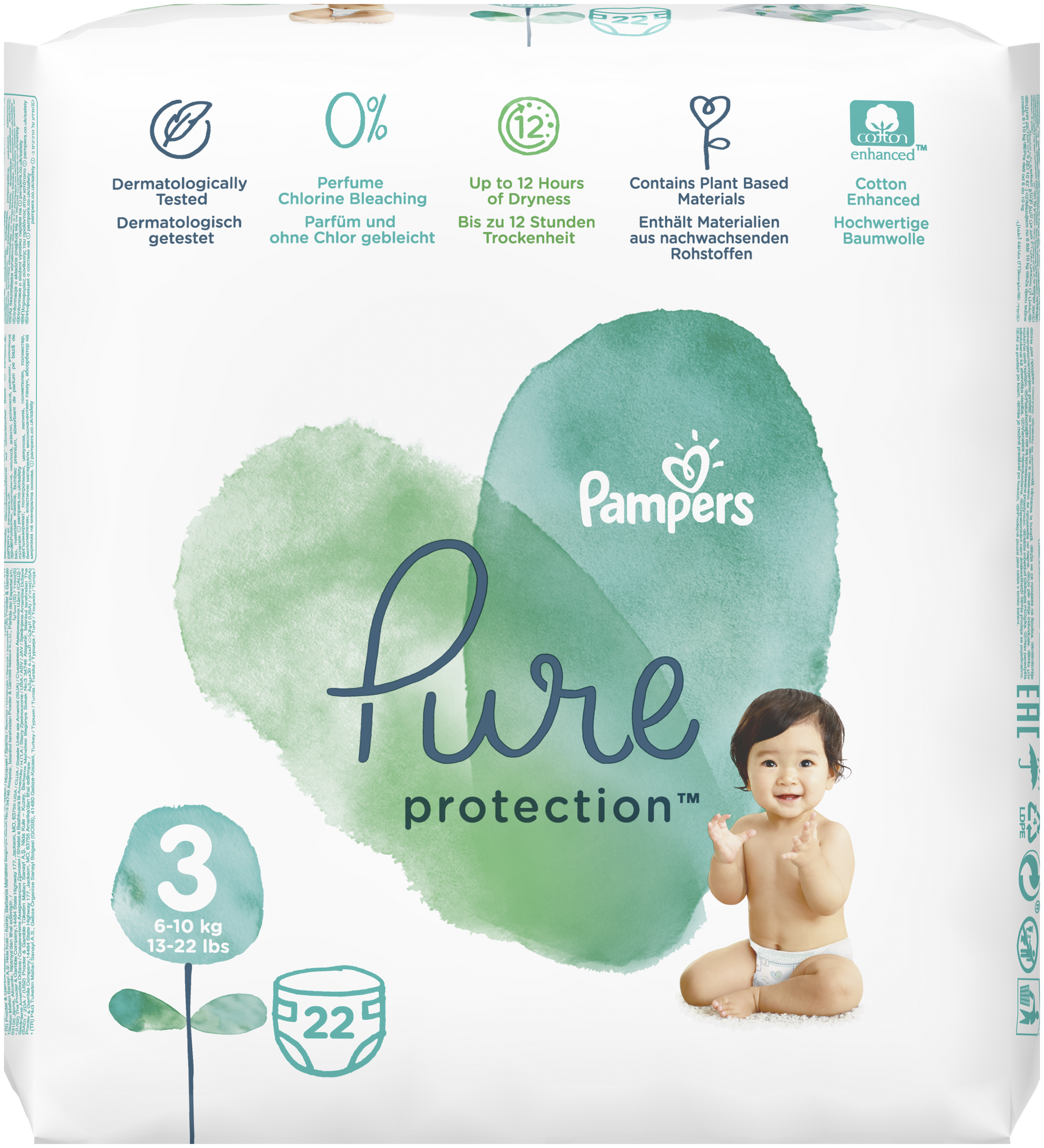 Pampers подгузники Pure Protection 3 (6-10 кг), 22 шт.