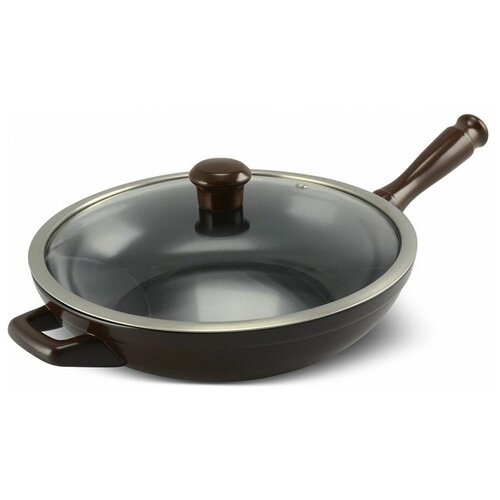 Сковорода с доп. ручкой со стеклянной крышкой Duo 2 л. медная