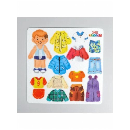 Развивающая игра-одевалка Миша, кукла-одевашка из фетра на липучках, Smile-Decor
