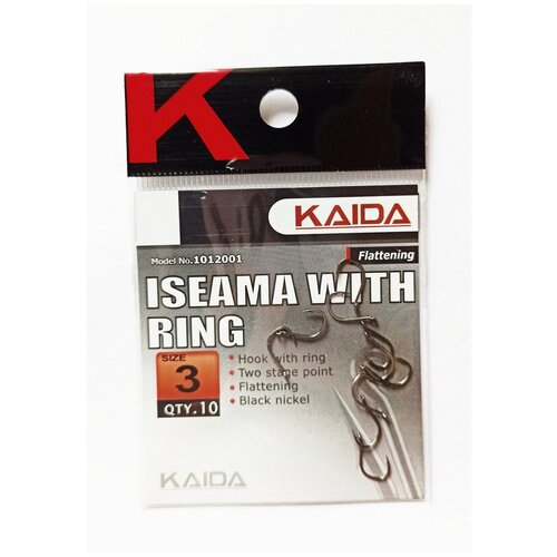 крючок mottomo iseama w ring 069 nickel black 12 10 шт Крючки одинарные Kaida ISEAMA размер 3