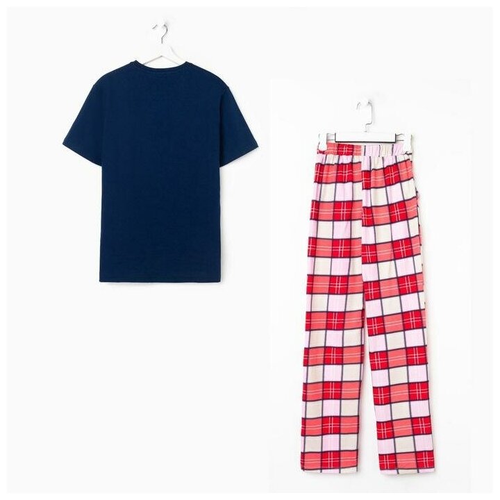Пижама Kaftan, футболка, брюки, размер 48, красный, синий - фотография № 18