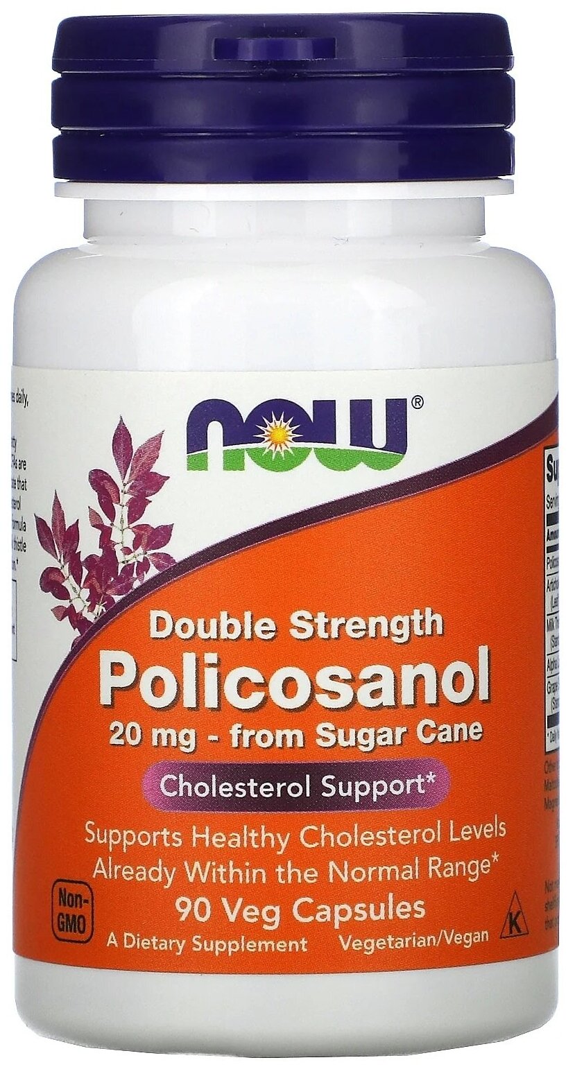 NOW Double Strength Policosanol (поликозанол) 20 мг 90 капсул