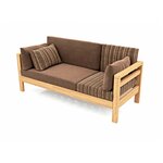 Деревянный диван кушетка Soft Element Бонлайф, велюр, коричневый, современный стиль скандинавский лофт, на кухню, в прихожую - изображение