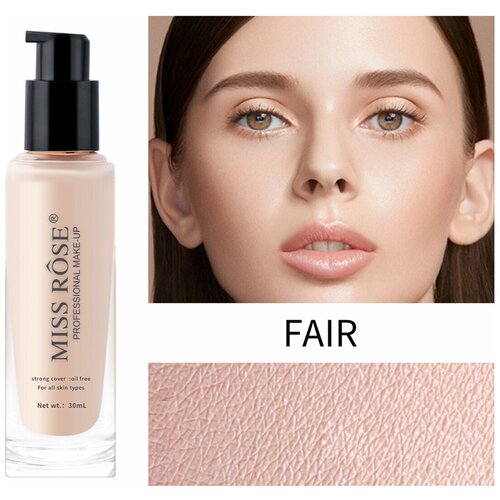 MISS ROSE/тональный крем /Увлажняющий тональный крем/макияж лица/маскирует недостатки/FAIR