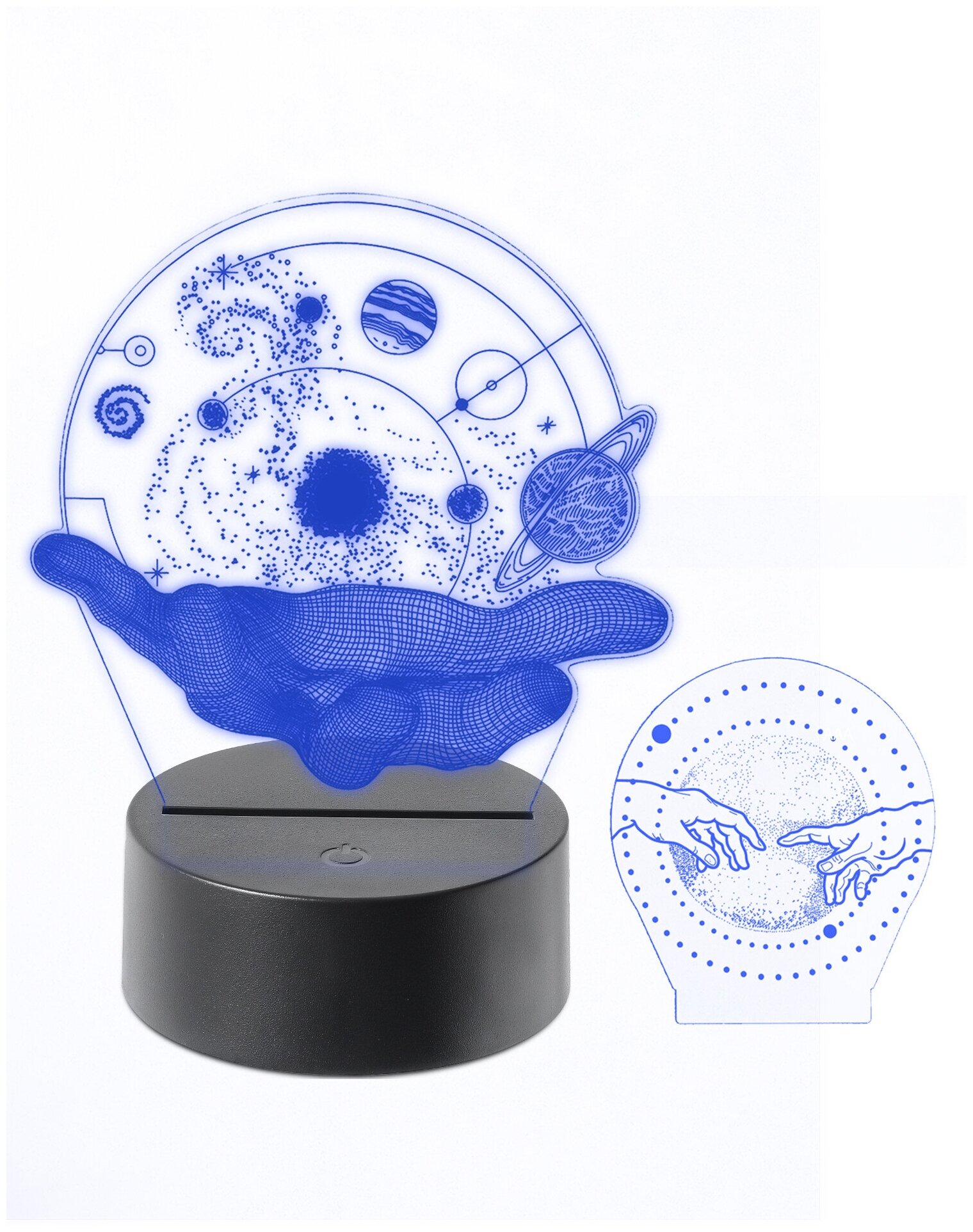 3D ночник детский для сна/светильник настольный декоративный космос/подарок ребенку мальчику на день рождения с двумя рисунками многоцветный: "Космос"