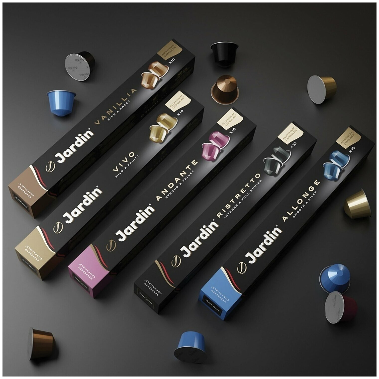 Кофе капсульный JARDIN Allonge, капсулы, совместимые с кофемашинами NESPRESSO®, крепость 4, 50 гр, 10 шт [1356-10] 10 шт./кор. - фото №11