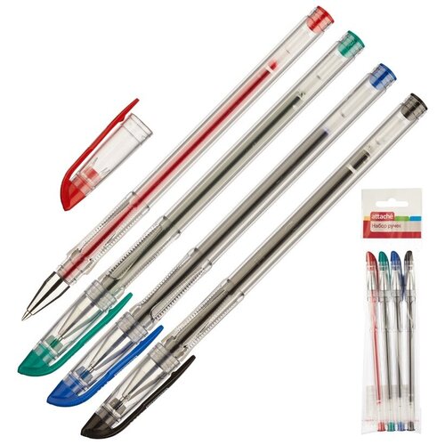 Ручка гелевая Attache City, 4 цвета набор гелевых ручек неавтоматические erichkrause original gel stick 4 ручки цвета синий красный черный зеленый