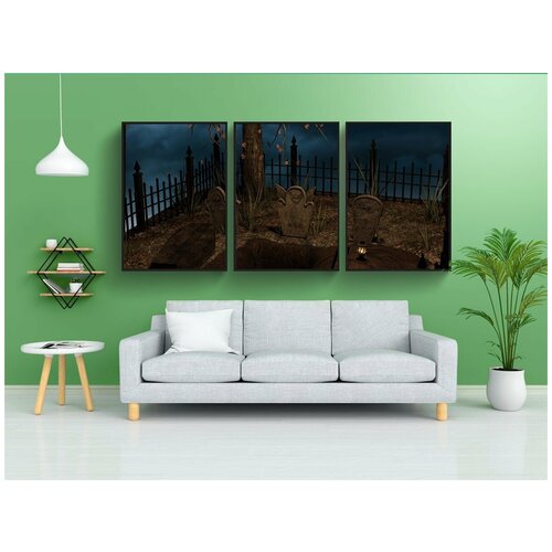 фото Набор модулных постеров для интерьера "хэллоуин, копать землю, кладбище" 60x90 см. в тубусе, без рамки lotsprints