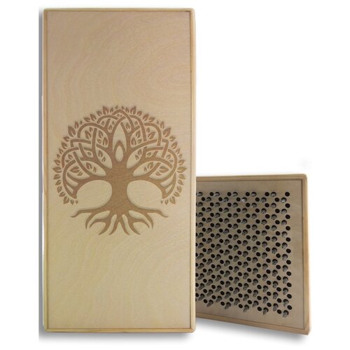 фото Доска садху белая дерево - 7, размер 31x14, шаг гвоздей 10 мм чакра