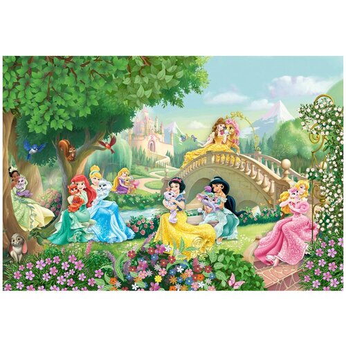 Фотообои Уютная стена Диснеевские принцессы в саду 390х270 см Бесшовные Премиум (единым полотном)