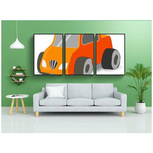 фото Набор модулных постеров для интерьера "машина, дети, просто" 60x90 см. в тубусе, без рамки lotsprints