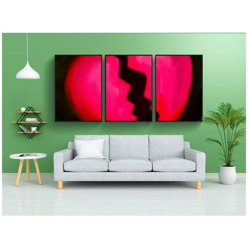 фото Набор модулных постеров для интерьера "разбитое сердце, любовь, сердце" 60x90 см. в тубусе, без рамки lotsprints