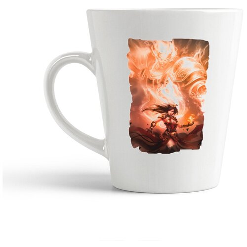 фото Кружка-латте coolpodarok аниме воин четырёх стихий девушка в огне voin chetireh stihiy devyshka v ogne (девушка на фоне огненый дух)