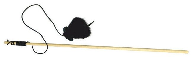 601250 игрушка для кошек удочка ЭкоLine деревянная с мышкой нат. мех 50 см