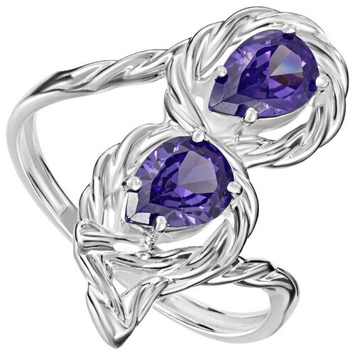 Кольцо Lazurit Online, серебро, 925 проба, родирование, нанокристалл, размер 20.5, фиолетовый