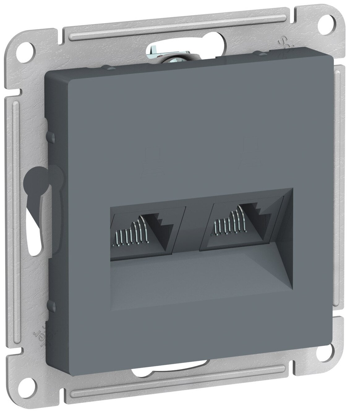 Розетка компьютерная двойная Schneider Electric Atlas Design UTP RJ45 Cat.5, грифель