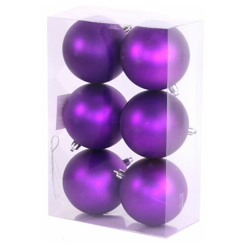 фото Набор однотонных пластиковых шаров матовых, цвет: фиолетовый, 60 мм, упаковка 12 шт., ели peneri jnpm-6-p