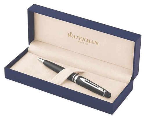 Ручка шариковая автомат Waterman Expert 3 Essential Matte Black CT, синий, ювелирная латунь, подарочная упаковка (S0951900)