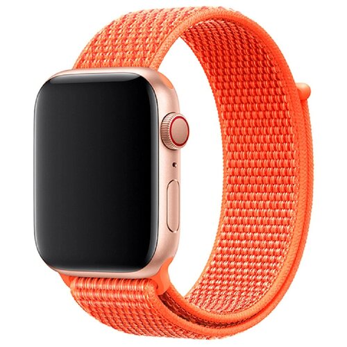 Нейлоновый тканевый ремешок для Apple Watch Series 1, 2, 3, 4, 5, 6, SE, 7 - 38/40/41 мм (эпл вотч), оранжевый