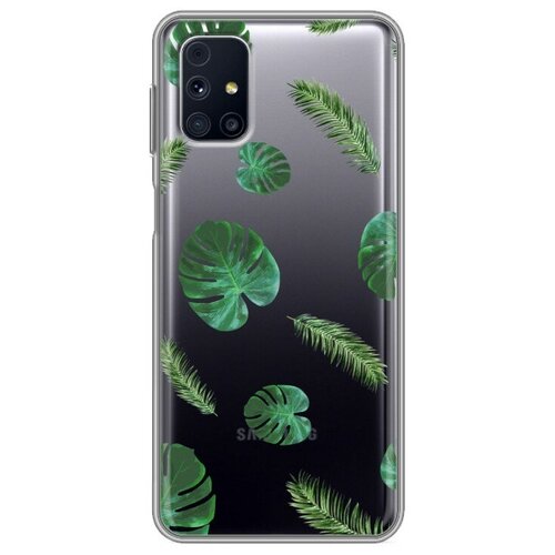 Полупрозрачный дизайнерский силиконовый чехол для Samsung Galaxy M31s Зеленые листья полупрозрачный дизайнерский силиконовый чехол для realme gt master edition зеленые листья
