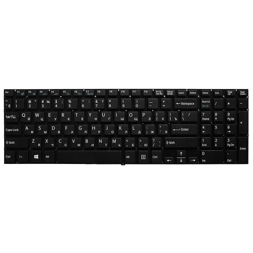 Клавиатура для ноутбука Sony SVF15 SVF152 SVF1521E1RBRU3 SVF1521J1RBRU3 Series Плоский Enter Черная без рамки PN 9ZNA 1736₽