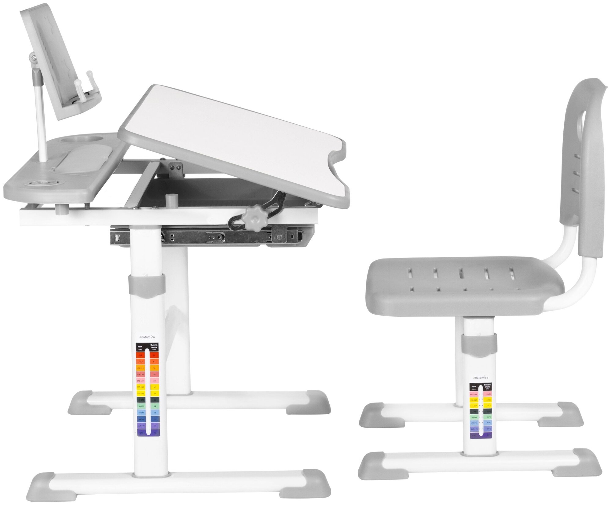 Комплект парта и стул Anatomica Avgusta белый/серый - фотография № 4