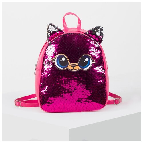 Рюкзак детский с пайетками, отдел на молнии розовый