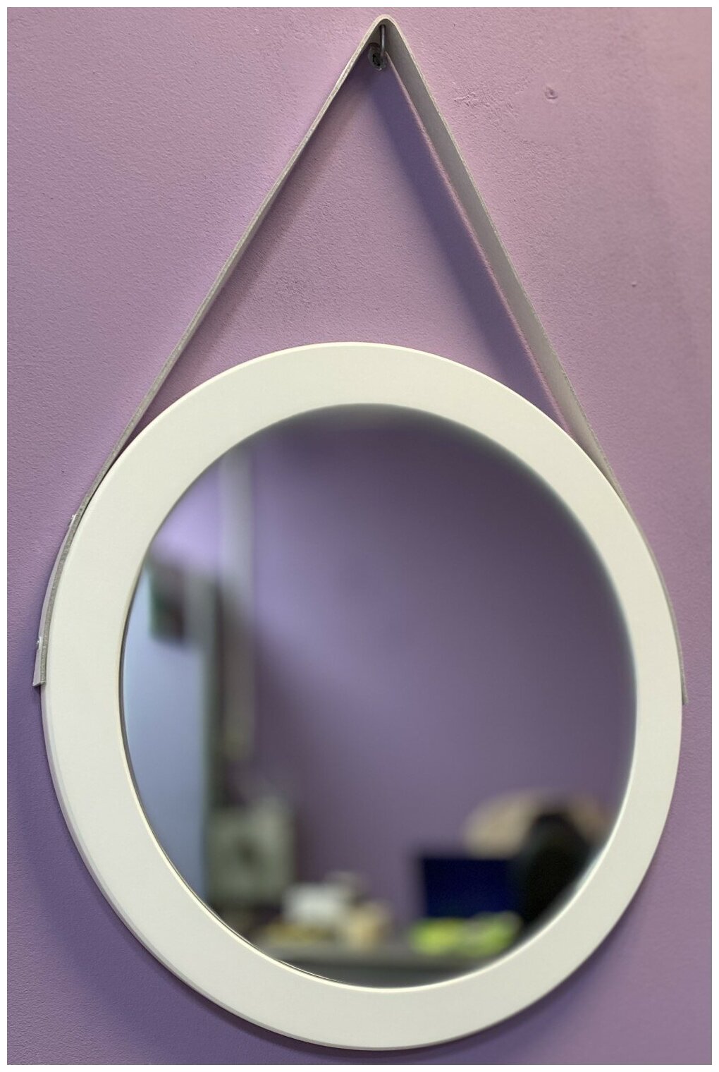 Круглое зеркало на ремне Briola в белой раме 50 см - фотография № 1