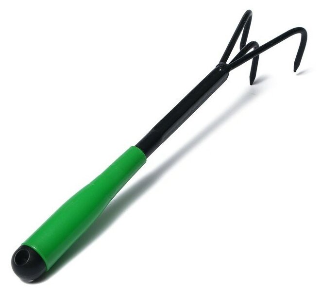 Рыхлитель, длина 35 см, 3 зубца, пластиковая ручка, зелёный - фотография № 2