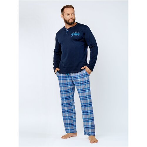 фото Мужская пижама штаны и лонгслив mor, mor-003884, голубая, размер 2xl